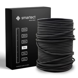 smartect Braided Cable, Black, 5 Metres 3 Core Electrical Cable (3 x 0.75mm²) Vintage Fabric Electrical Wire for Your DIY Project