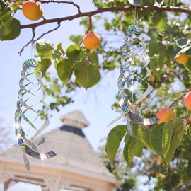 5 Piece Anti-Bird Spiral Reflector Anti-Bird Spiral Reflector Silver Polyester Rotator, Hanging Reflective Bird Deterrent Device, Garden Decor to Scare Away Birds Like woodpeckers, Pigeons and Geese