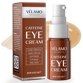 VELAMO ADVANCED Caffeine Eye Cream for Dark Circles, Puffiness & Under Eye Bags – Energizing & Depuffing Under Eye Cream to Smooth Wrinkles & Fine Lines – Dermatologist Tested 15g