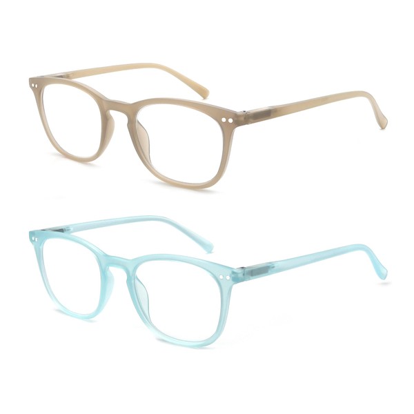MODFANS - Gafas de lectura para hombre y mujer, con marco brillante y ligero, flexible, bisagras de resorte, elegantes con bolsa/paño