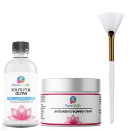 Planet Eden LACTIC ACID SKIN PEEL 40% & HEALING CREAM & FAN BRUSH - PROFESSIONAL RESULTS