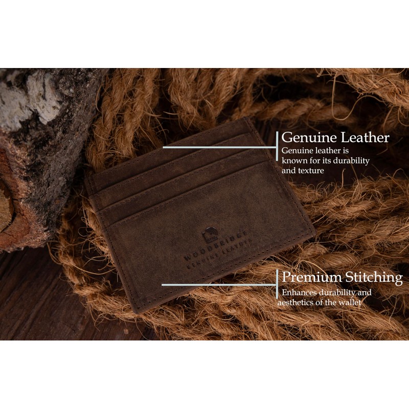 WOODBRIDGE Men's Genuine Leather Credit Card Holder | RFID Blocking