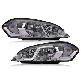 PIT66 Headlight Lamps Compatible with Chevy Impala 2006-2013/Fit Monte Carlo 2006-2007/ Fit Impala Limited 2014-2016,Clear lens Chrome Housing Clear Reflector