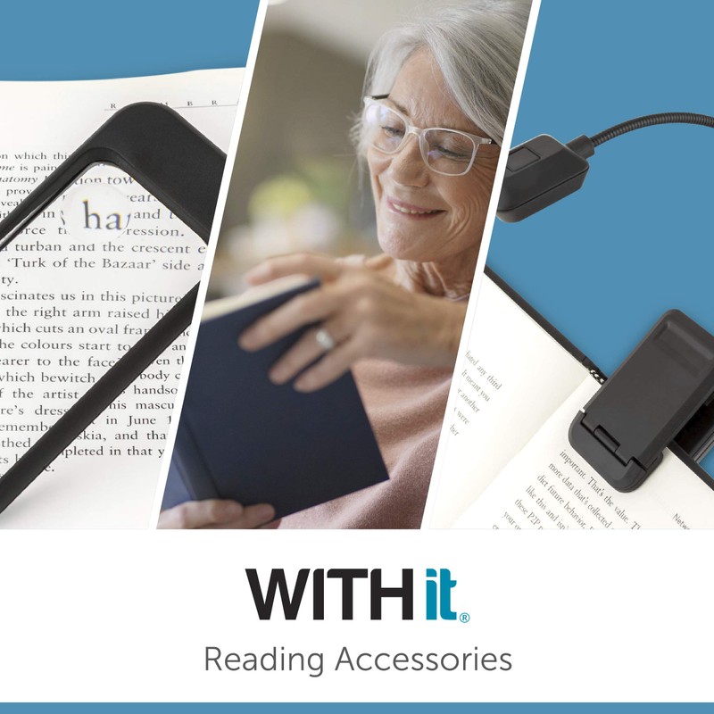 WITHit Table Magnifier with Light and Stand, 4” Lens, Black