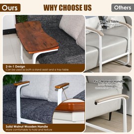 Sit to Stand Assist with Detachable Tray Table - Stable Chair Lift Assist Devices for Seniors with Wooden Handle, Stand Assist Aid for Elderly, with Couch Table Tray for Eating, Standing Aids for Sofa