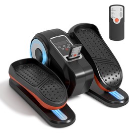 SogesPower Under Desk Elliptical Exercise Machine, Ellipse Leg Exerciser for Seniors with 12 Adjustable Speeds, Electric Seated Pedal Exerciser for Home with Remote Control, Black&Orange