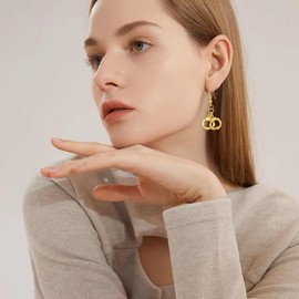 YISXVD Handcuff Earrings for Women Punk Funny Cute Handcuffs Shape Drop Dangle Earrings (Gold)