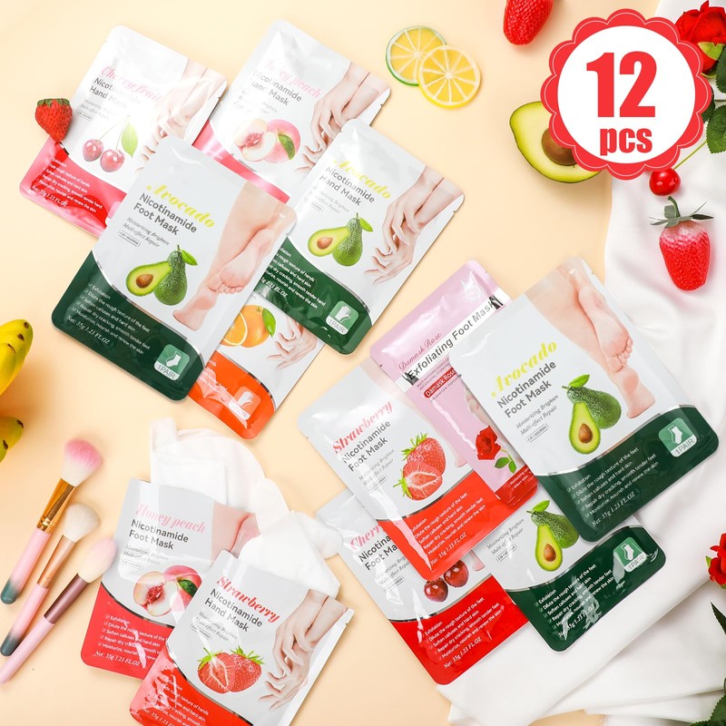 12 Pcs Fruits Beauty Hand Foot Mask Bulk for Women