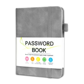 MOSA BEAR Password Keeper Book with Alphabetical Tabs，4.3"x5.7" Small Password Books for Seniors Password Notebook for Internet Website Address Log in Detail(Grey)