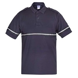 First Class Bike Patrol Shirt with Reflective Striping - High Visibility Shirt (Navy Blue, X-Large)