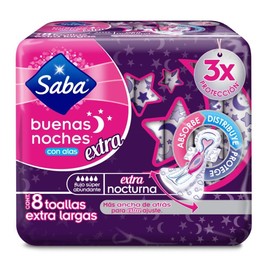 Saba Saba Toalla Fem Buenas Noches Ext Nocturna C/alas 14/8 Pz, Pack of 1