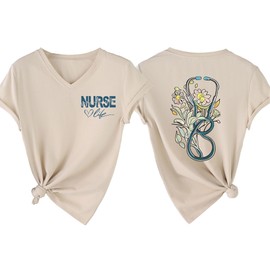 KZMFROY Womens Nurse Shirt Nursing School Tshirt Cute Nurse Life Shirt Register Nurse Gift Inspirational Tee