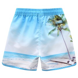 Moon Tree Boys Dinosaur Swim Trunks Kids Quick Dry Swim Shorts 3D Print Beach Shorts UPF 50+ Size 8/7-8