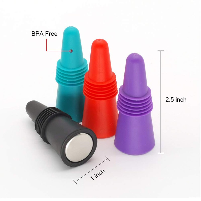 6PCS Wine Stoppers, AK1980 Silicone Reusable Sparkling Wine Bottle Stopper