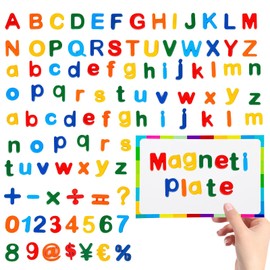 115 PCS Magnetic Letters and Numbers for Children, Alphabet Letter Fridge Magnets for Kids, A-Z Uppercase & Lowercase with 1 Magnetic Plate, Math Symbols Preschool Learning Counting