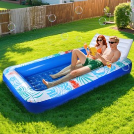 Inflatable Tanning Pool Floats for 2 Adults - 87" x 59" Extra Large Blow Up Pool Lounger Sun Tanning Bed for Backyard Family Fun Summer Gifts
