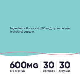Nutricost Boric Acid 600mg, 30 Capsules - Vaginal Suppository - Non-GMO - for Women