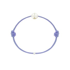 LES POULETTES BIJOUX - Necklace and Bracelet Set White Cultured Freshwater Pearl 8-9 mm and Wax Cord - Colors - Purple