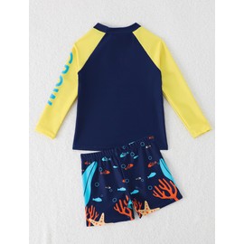 Happy Cherry Boys 2 Piece Rash Guard Swimsuits Kids Long Sleeve Swimwear Dinosaur Surf Bathing Suit Set 6Years