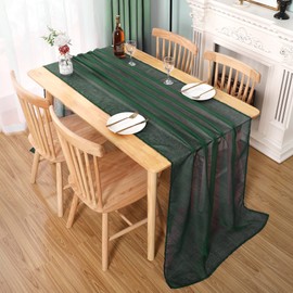 MUMFAS Dark Hunter Green Table Runner Sheer Wedding Runner 34x122 Inches Romantic Wedding Arch Table Runner for Bridal Party Shower Decorations 2 Panels Emerald Green
