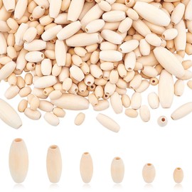 AHANDMAKER 405 Pieces 6 Styles Tiny Wooden Spacer Beads Unfinished Natural Wood Beads Wooden Tube Beads Loose Beads for DIY Necklaces Bracelets Earrings Jewellery Making