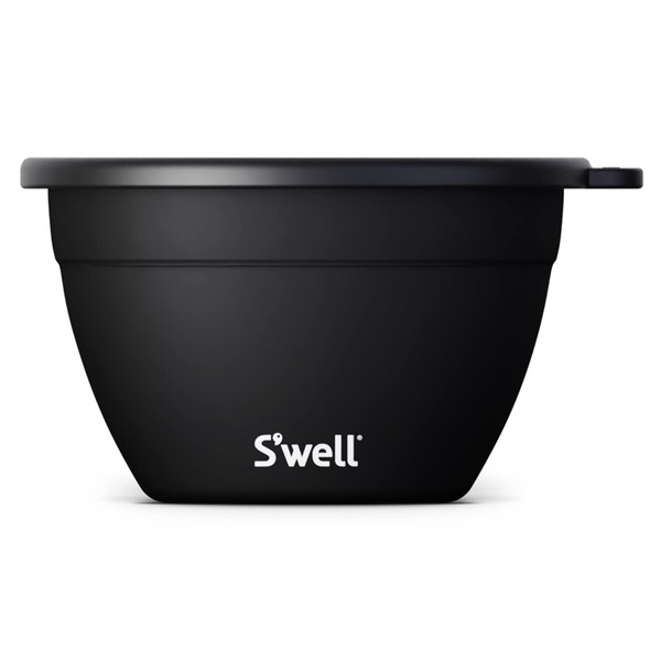 S'well Stainless Steel Salad Bowl Kit - 64oz, Onyx - Comes with 2oz Condiment Container and Removable Tray for Organization - Leak-Proof, Easy to Clean, Dishwasher Safe