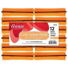 Annie Jumbo Cold Wave Rods with Rubber Band for Hair Curling and Perm Styling - 3/4" Tangerine - Pack of 12