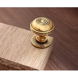 Infinity Decor Aged Brass Preston Reeded Brass Cupboard Door Knob Handle 40mm – Suitable for Furniture Wardrobe Cabinet Pull Handles