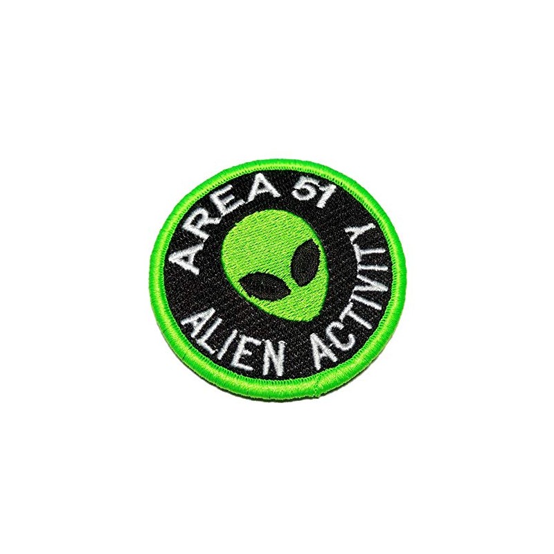 EM0134V68 Area 51 Alien Activity ET UFO Embroidered Patch Whit