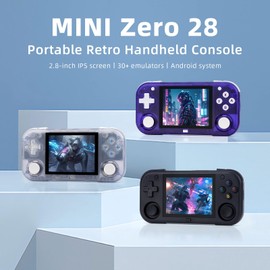 Mini Zero 28 Game Console,2.8 Inch IPS Full-View 640*480 and 2900mAh Battery Retro Video Games Consoles,with 64G TF Card and Wireless Networt Handheld Console Casual Game Console(Glacier Blue)