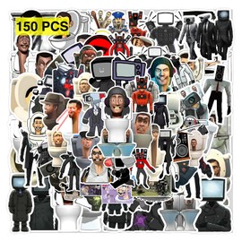 GTOTd Skibidi Toilet Stickers (150Pcs) Cartoon Gifts Merch Party Supplies Vinyl Water Bottle Luggage Guitar Phone Skateboard Aesthetic Decor for Teens Adults