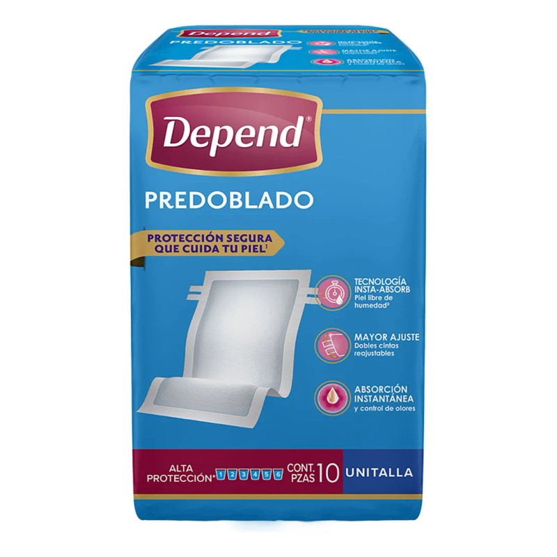 Protectores Predoblados Depend Unitalla 10 Piezas