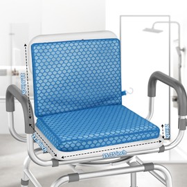 AnyForce Shower Seat Cushion-Non-Slip 4D Mesh Shower Chair Mat with Backrest Cushion for Elderly,Senior,Handicap,Disabled (Blue, Medium)
