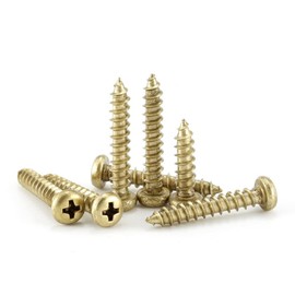 CONPHERON Brass Self-Tapping Screws Round Head Tapping Screws Round Head Phillips Wood Screws M3.5 x 30 mm Pack of 20