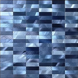 XUANINY Peel and Stick Tile Backsplash Self- Adhesive Wall Tiles Aluminum Mosaic Sticker for Kitchen (11.33"x11.92" Per Sheet, Pack of 5 pcs) (Blue Mix)