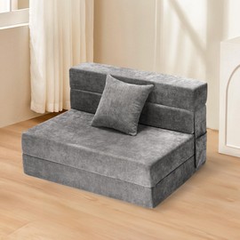 LIVACTI Folding Sofa Bed, Convertible Sleeper Chair with Pillow, High Density Memory Foam Fold Out Couch, Futon Sofa for Living Room/Dorm/Guest Room/Home Office