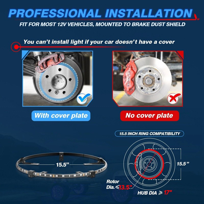 KEEPDSGN 4PCS 15" RGB LED Wheel Ring Lights Chasing Rim