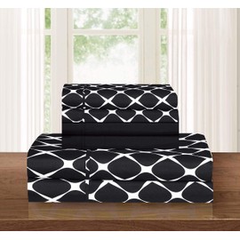 Elegant Comfort Luxury Softest and Coziest 6-Piece Bed Sheet Set, Wrinkle Resistant Milano Trellis Pattern-1500 Thread Count Egyptian Quality Microfiber Bedding Set, Queen, Cream