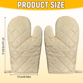 Geyoga 12 Pairs Oven Mitts Heat Resistant Kitchen Oven Mitts Thick Cotton Quilted Baking Flexible Gloves Bulk for Cooking BBQ Picnic Kitchen Grilling 10.6 Inch(Beige Coffee Color)