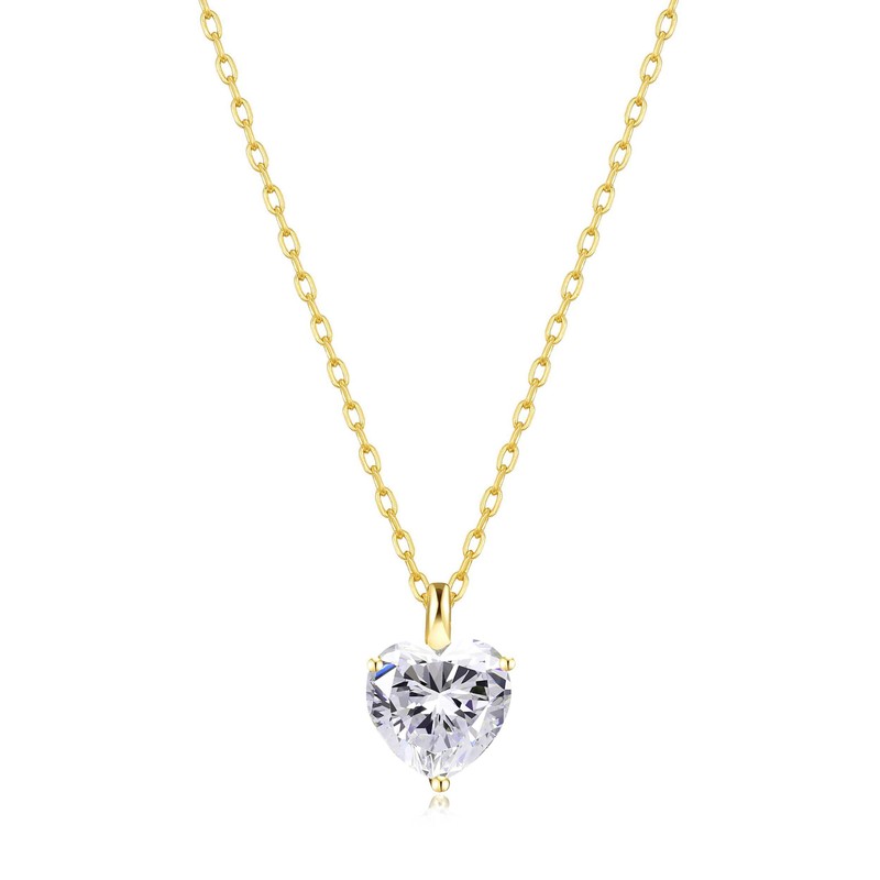 Philip Jones Gold Plated Heart Solitaire Necklace Created with Zircondia®