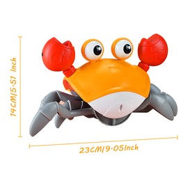Salandens Cangrejo Juguete para Gatear, Crawling Crab Sensory Toy con música interactiva y Luces LED, se Mueve automáticamente para Evitar los obstáculos, Recargable Juguetes para Bebe.