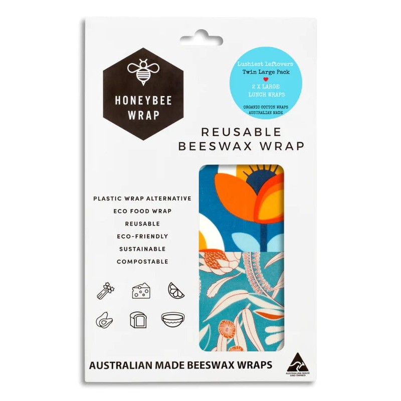 Honeybee Beeswax Food Wraps - Twin Set Large (34cm x