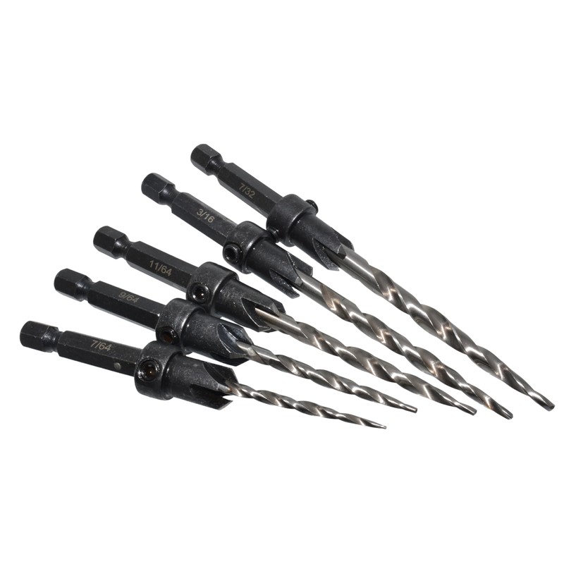Meichoon Countersink Drill Bit Set 5 Pieces Hex Shank 3