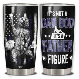 WAZONE Dad Bod Tumbler Cup It's a Father Figure Travel Mug 20Oz Vacuum Insulated Stainless Steel For Bonus Dads Stepdad Husband Present For Birthday Presents Christmas From Daughter Son
