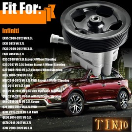 21-394 Power Steering Pump with Pulley Fits for Infiniti EX35 EX37 FX35 FX37 G35 G37 M35 M37, Power Assit Pump Assembly for Q40 Q50 Q60 Q70 Q70L QX50 QX70 370Z V6 3.5L 3.7L Replace OE# 21-415, 21-416