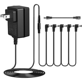 DC 9V 1.2A Guitar Pedal Power Supply with 5 Way Daisy Chain Cables, AC Wall Charger Power Adapter for Bass Guitar Effect Pedals (Tip Negative) - Color: 12V1500mA