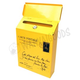 WAIWAIGOODS Multi-Purpose Mail Box with Lock, Postcard Style Postbox, Antique Style Mail Post (Yellow)