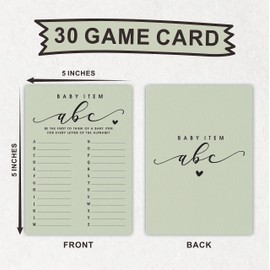 NYCTUG 30 Baby Item ABC Game Cards, 5"X7" Fill-in Alphabet Game for Baby Shower, Gender Reveal, Baby Announcement, Party Game Activity & Supplies - B03