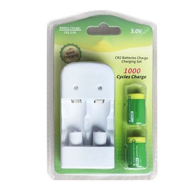 USB CR2 3.0V Charger Set CR2 3V Camera Battery CR15H270 USB Charger with 2pcs 300Mah Rechargeable Battery for Instant mini25 Camera Photo Digital Harinezumi Sight Golf Rangefinder Disc Brake