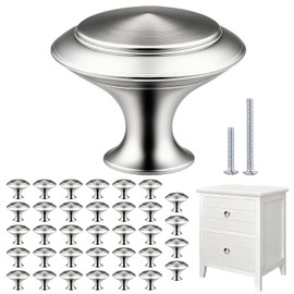BEIUTAO 35 Pack Brushed Nickel Cabinet Knobs – 30mm Round Stainless Steel Drawer Knobs with Screws, Modern Cabinet Hardware for Kitchen, Dresser & Furniture